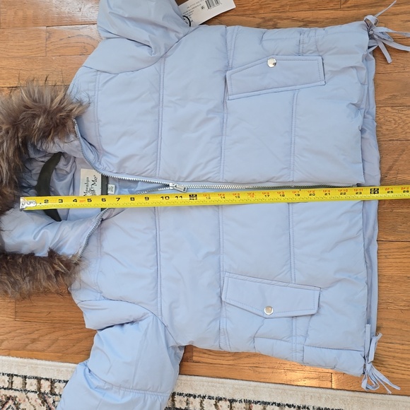 MARALYN & ME BRAND WOMENS JUNIOR SIZE BLUE FAUX FUR HOODED ZIPPERED COAT SIZE XL - Picture 13 of 16